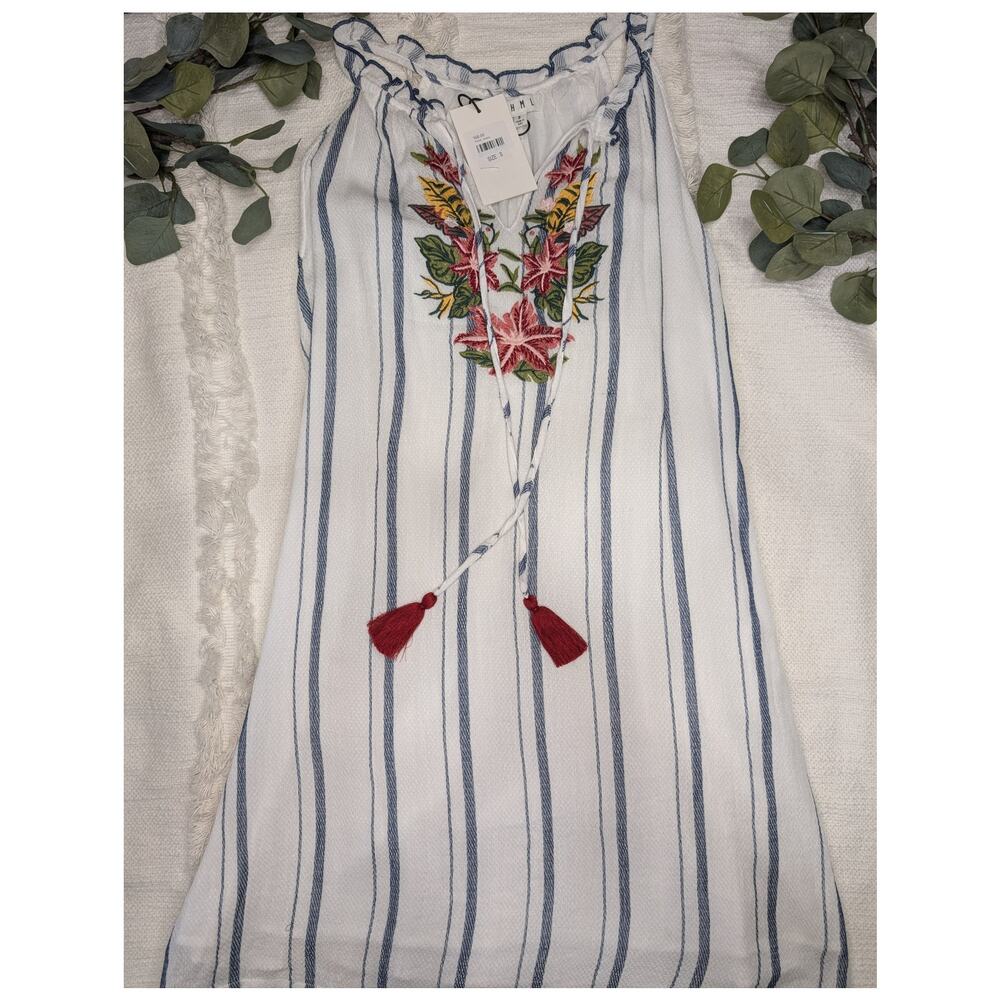 THML Floral Embroidered Striped Dress